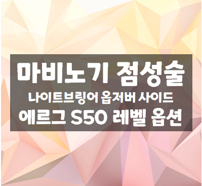 마비노기 나이트브링어 옵저버 사이드 에르그 S50 레벨 옵션